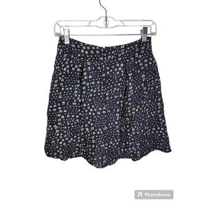 Anthropologie Lil Blue & Cream Abstract Print Silk Skater Lined Skirt Size 4